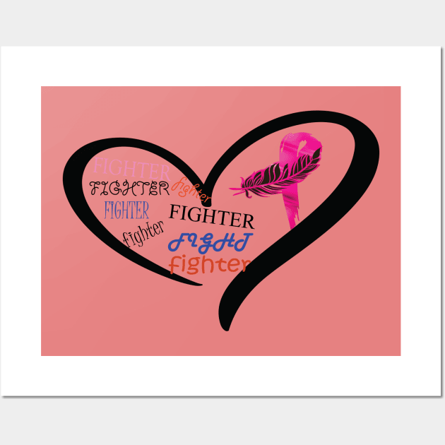 Breast Cancer, Pink Ribbon, Fighter Wall Art by busines_night